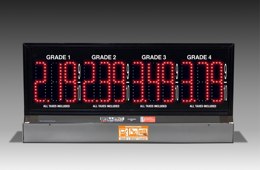 4 GRADES XL480 SERIES PUMP TOP FUEL PRICE SIGN WITH 4.75